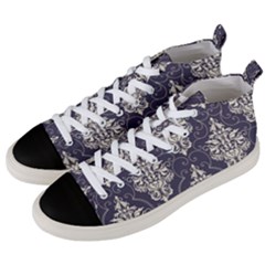 Vintage Texture, Floral Retro Background, Patterns, Men s Mid-top Canvas Sneakers