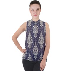 Vintage Texture, Floral Retro Background, Patterns, Mock Neck Chiffon Sleeveless Top by nateshop