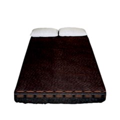 Black Leather Texture Leather Textures, Brown Leather Line Fitted Sheet (full/ Double Size) by nateshop