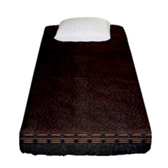 Black Leather Texture Leather Textures, Brown Leather Line Fitted Sheet (single Size) by nateshop