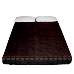 Black Leather Texture Leather Textures, Brown Leather Line Fitted Sheet (california King Size) by nateshop