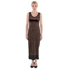 Black Leather Texture Leather Textures, Brown Leather Line Fitted Maxi Dress by nateshop