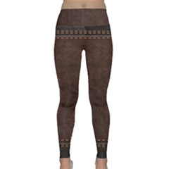 Black Leather Texture Leather Textures, Brown Leather Line Lightweight Velour Classic Yoga Leggings by nateshop