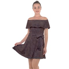 Black Leather Texture Leather Textures, Brown Leather Line Off Shoulder Velour Dress by nateshop