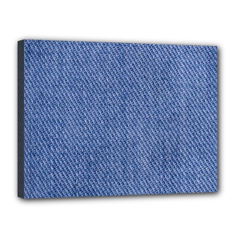 Blue Denim Texture Macro, Blue Denim Background, Jeans Background, Jeans Textures, Fabric Background Canvas 16  X 12  (stretched)
