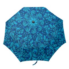 Blue Floral Pattern Texture, Floral Ornaments Texture Folding Umbrellas