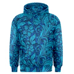 Blue Floral Pattern Texture, Floral Ornaments Texture Men s Core Hoodie by nateshop