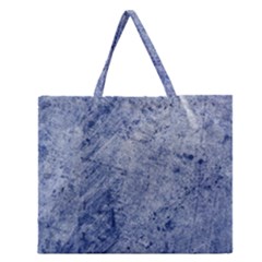 Blue Grunge Texture, Wall Texture, Blue Retro Background Zipper Large Tote Bag by nateshop