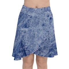 Blue Grunge Texture, Wall Texture, Blue Retro Background Chiffon Wrap Front Skirt