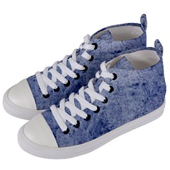 Blue Grunge Texture, Wall Texture, Blue Retro Background Women s Mid-top Canvas Sneakers by nateshop