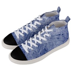 Blue Grunge Texture, Wall Texture, Blue Retro Background Men s Mid-top Canvas Sneakers by nateshop