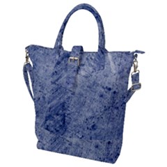 Blue Grunge Texture, Wall Texture, Blue Retro Background Buckle Top Tote Bag by nateshop