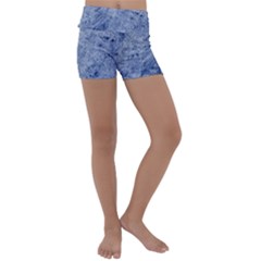 Blue Grunge Texture, Wall Texture, Blue Retro Background Kids  Lightweight Velour Yoga Shorts