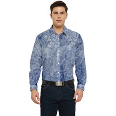Blue Grunge Texture, Wall Texture, Blue Retro Background Men s Long Sleeve Pocket Shirt  by nateshop