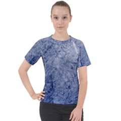 Blue Grunge Texture, Wall Texture, Blue Retro Background Women s Sport Raglan T-shirt