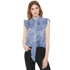 Blue Grunge Texture, Wall Texture, Blue Retro Background Frill Detail Shirt by nateshop