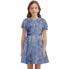 Blue Grunge Texture, Wall Texture, Blue Retro Background Kids  Bow Tie Puff Sleeve Dress by nateshop