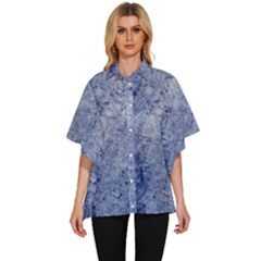 Blue Grunge Texture, Wall Texture, Blue Retro Background Women s Batwing Button Up Shirt