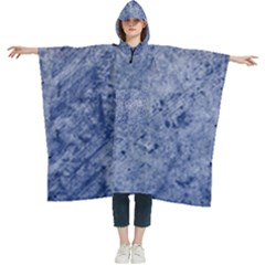 Blue Grunge Texture, Wall Texture, Blue Retro Background Women s Hooded Rain Ponchos