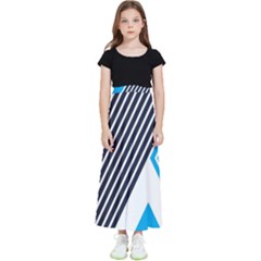 Blue Lines Background, Retro Backgrounds, Blue Kids  Flared Maxi Skirt by nateshop