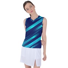 Blue Neon Lines, Blue Background, Abstract Background Women s Sleeveless Sports Top by nateshop