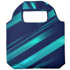 Blue Neon Lines, Blue Background, Abstract Background Foldable Grocery Recycle Bag by nateshop