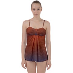 Orange To Blue, Abstract, Background, Blue, Orange, Babydoll Tankini Set by nateshop