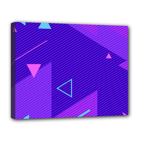 Purple Geometric Abstraction, Purple Neon Background Canvas 14  x 11  (Stretched)