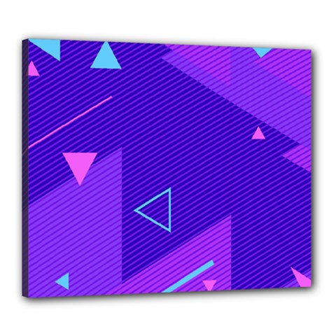 Purple Geometric Abstraction, Purple Neon Background Canvas 24  X 20  (stretched) by nateshop