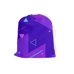 Purple Geometric Abstraction, Purple Neon Background Drawstring Pouch (large) by nateshop