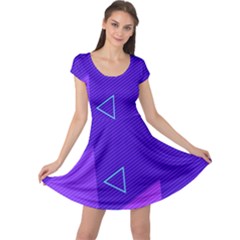 Purple Geometric Abstraction, Purple Neon Background Cap Sleeve Dress by nateshop