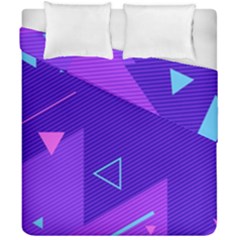 Purple Geometric Abstraction, Purple Neon Background Duvet Cover Double Side (california King Size) by nateshop