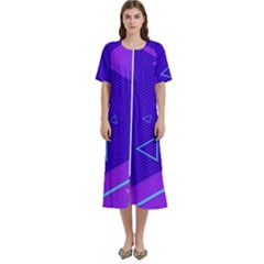 Purple Geometric Abstraction, Purple Neon Background Women s Cotton Short Sleeve Night Gown by nateshop