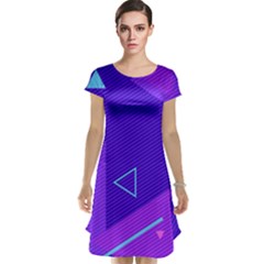 Purple Geometric Abstraction, Purple Neon Background Cap Sleeve Nightdress by nateshop