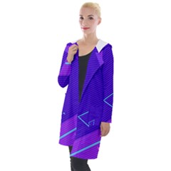 Purple Geometric Abstraction, Purple Neon Background Hooded Pocket Cardigan by nateshop