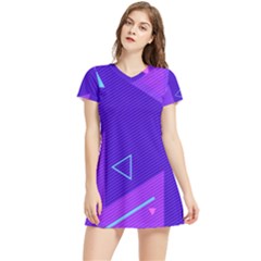 Purple Geometric Abstraction, Purple Neon Background Women s Sports Skirt by nateshop