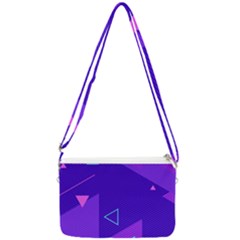 Purple Geometric Abstraction, Purple Neon Background Double Gusset Crossbody Bag