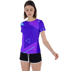 Purple Geometric Abstraction, Purple Neon Background Back Circle Cutout Sports T-shirt by nateshop