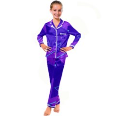 Purple Geometric Abstraction, Purple Neon Background Kids  Satin Long Sleeve Pajamas Set by nateshop