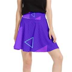 Purple Geometric Abstraction, Purple Neon Background Waistband Skirt by nateshop