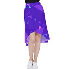 Purple Geometric Abstraction, Purple Neon Background Frill Hi Low Chiffon Skirt by nateshop