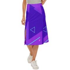 Purple Geometric Abstraction, Purple Neon Background Midi Panel Skirt by nateshop