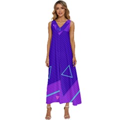 Purple Geometric Abstraction, Purple Neon Background V-neck Sleeveless Loose Fit Overalls by nateshop