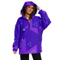 Purple Geometric Abstraction, Purple Neon Background Women s Ski and Snowboard Jacket View1
