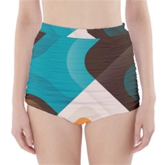 Retro Colored Abstraction Background, Creative Retro High-waisted Bikini Bottoms by nateshop