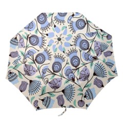 Retro Texture With Birds Folding Umbrellas