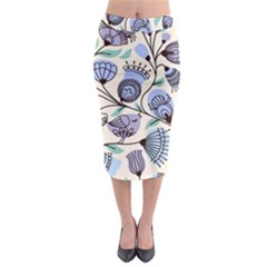 Retro Texture With Birds Midi Pencil Skirt by nateshop