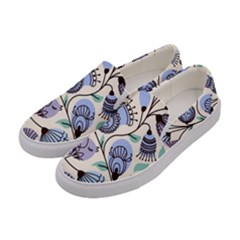 Retro Texture With Birds Women s Canvas Slip Ons by nateshop