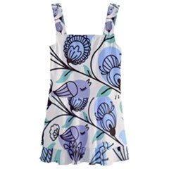 Retro Texture With Birds Kids  Layered Skirt Swimsuit