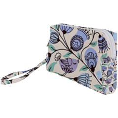 Retro Texture With Birds Wristlet Pouch Bag (Small)